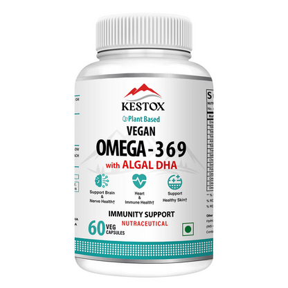 Kestox Plant Based Vegan Omega 3 6 9 with ALGAL DHA Oil