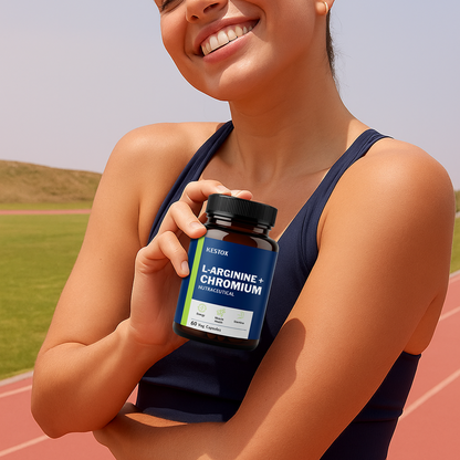 Kestox L-ARGININE+ CHROMIUM, Help in Metabolism, Improved Blood Sugar Level, Cardiovascular Health for Men & Women, Pack Of 1 Of 120  Capsules