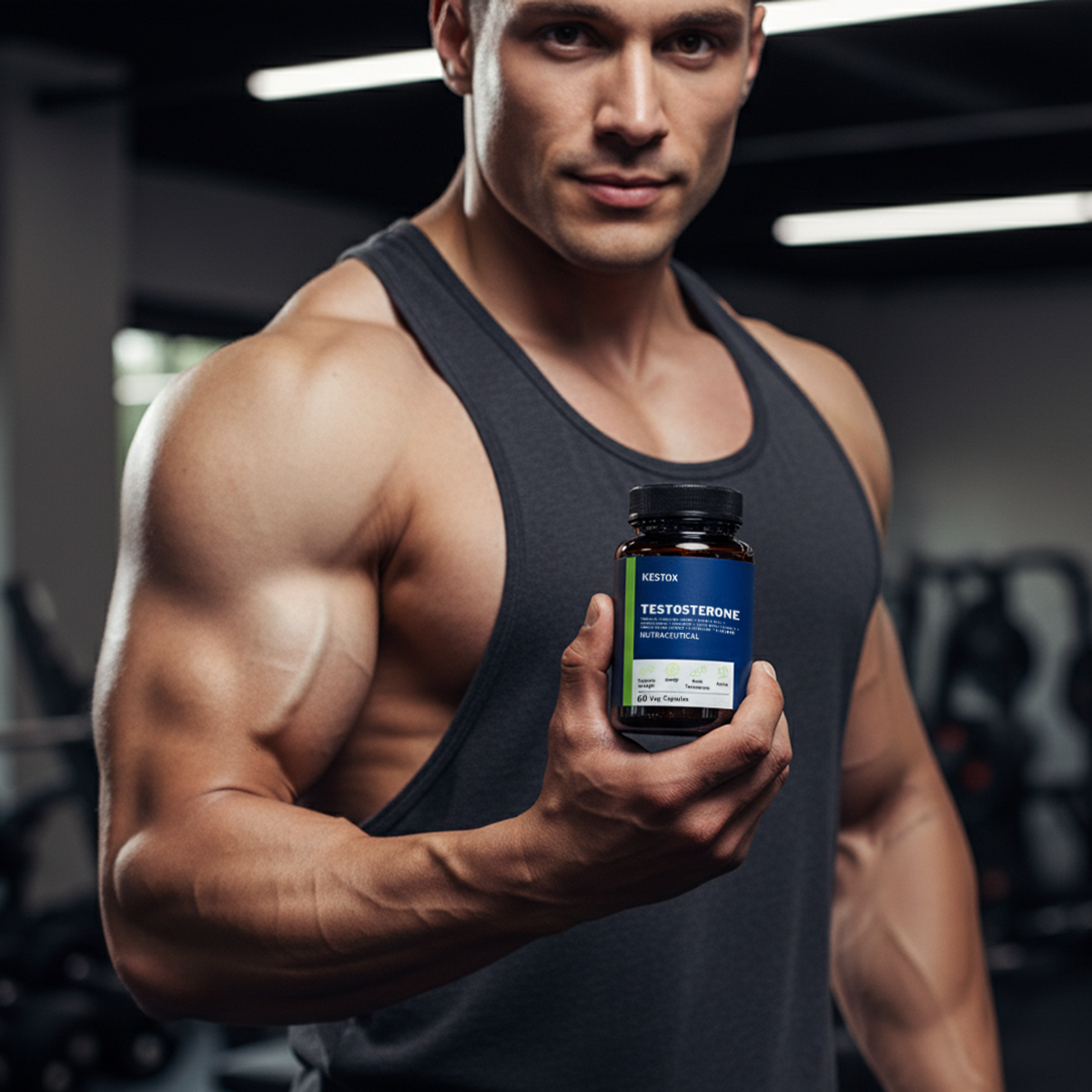 Kestox Testosterone Supplement for Men | Tribulus 1000mg, Ashwagandha, L-Citrulline & Kaunch Beej | Plant-based | Improves Muscle Strength, Boosts Stamina, Energy & Performance Support | Veg Tablet