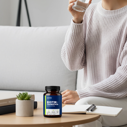 Kestox Biotin + Probiotics Supplements for Hair Growth, Glowing Skin & Strengthen Nails