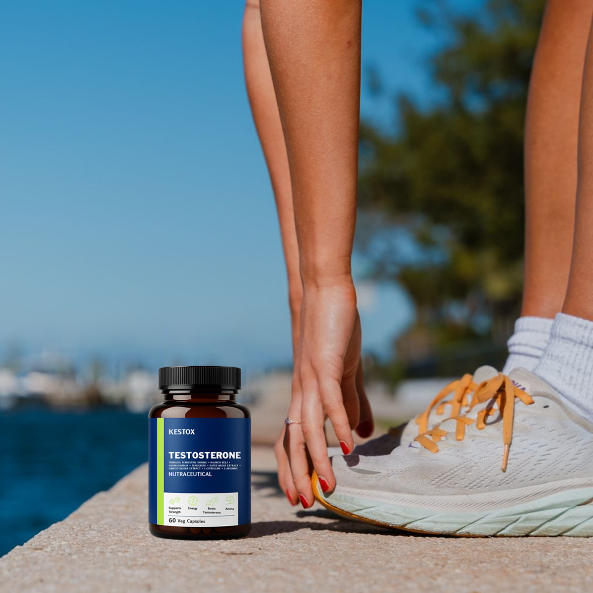 Kestox Testosterone Supplement for Men | Tribulus 1000mg, Ashwagandha, L-Citrulline & Kaunch Beej | Plant-based | Improves Muscle Strength, Boosts Stamina, Energy & Performance Support | Veg Tablet