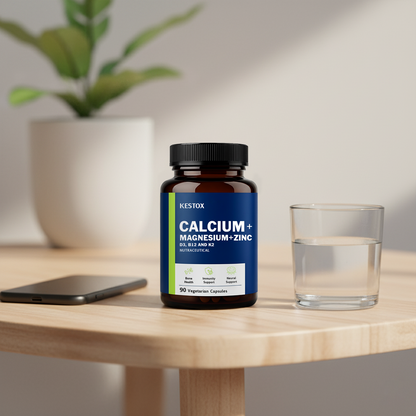 Kestox Calcium Magnesium Zinc with Vitamin D3, B12 & K2 | Calcium Tablets for Bone Health & Joint Support – Veg Tablets for Men & Women