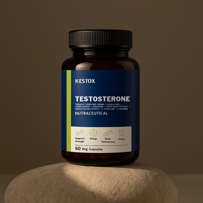 Kestox Testosterone Supplement for Men | Tribulus 1000mg, Ashwagandha, L-Citrulline & Kaunch Beej | Plant-based | Improves Muscle Strength, Boosts Stamina, Energy & Performance Support | Veg Tablet