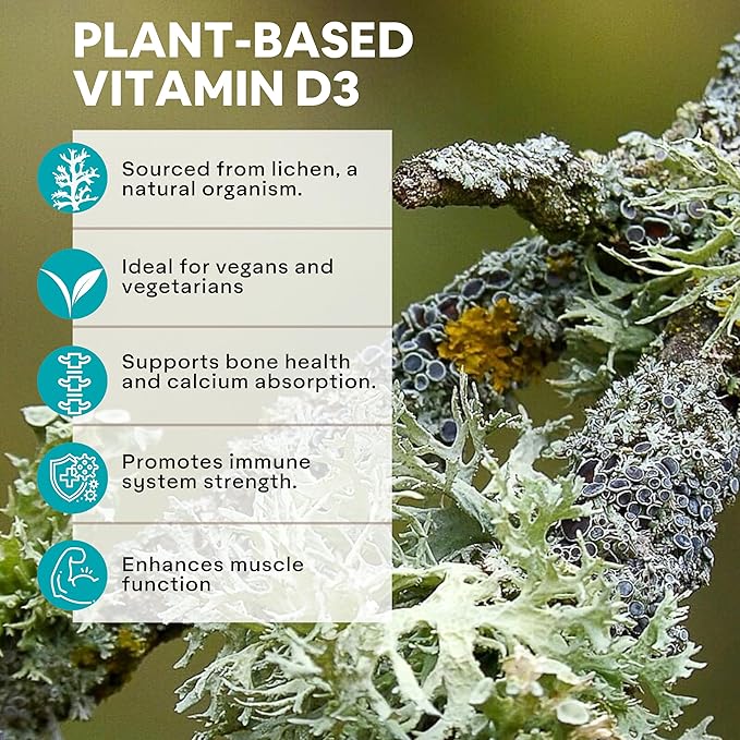 Kestox Vegan Vitamin D3 + K2 (MK7) | Vitamin D3 Supplement Veg D3 Lichen for Immunity & Bone Health Booster